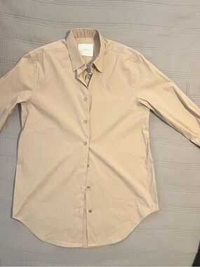 Xacus Women’s Light Beige Long Sleeve Button Shirt City Neutral Office Classic